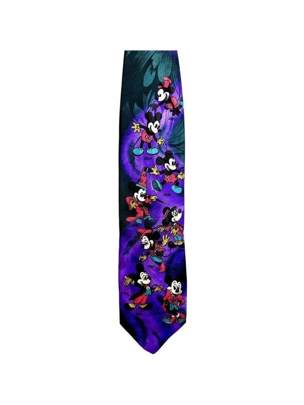 Vintage Disney Mickey Mouse Evolution Tie Made in Italy 58” Purple Necktie